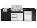 RCS 4-Burner 8-Foot Gas Grill Island with Rear Infrared Burner, Refrigerator, Double Side Burner, Access Door, Black Cabinet & Black Granite Countertop