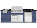 RCS 4-Burner 8-Foot Gas Grill Island with Rear Infrared Burner, Refrigerator, Double Side Burner, Access Door, Blue Cabinet & Black Granite Countertop