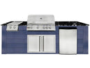 RCS 4-Burner 8-Foot Gas Grill Island with Rear Infrared Burner, Refrigerator, Double Side Burner, Access Door, Blue Cabinet & Black Granite Countertop