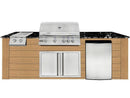 RCS 4-Burner 8-Foot Gas Grill Island with Rear Infrared Burner, Refrigerator, Double Side Burner, Access Door, Cedar Cabinet & Black Granite Countertop