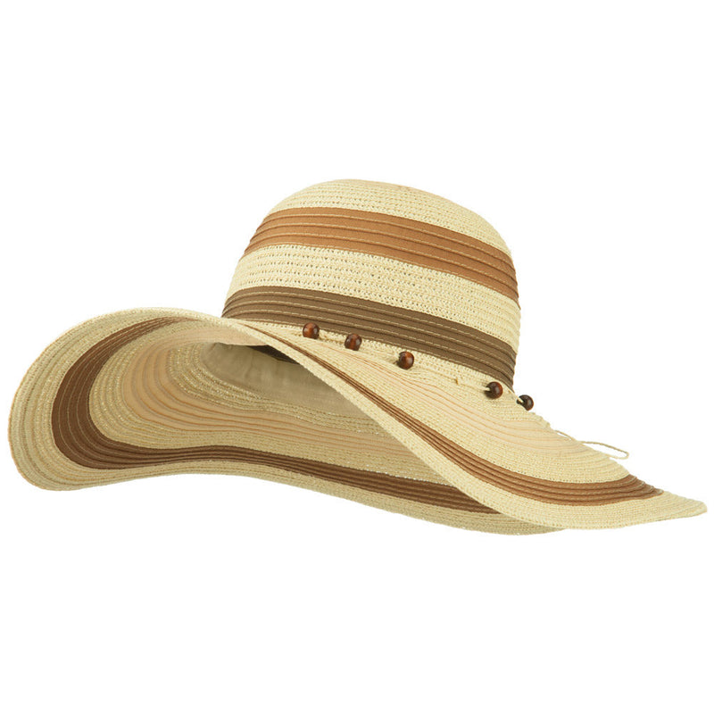 Striped Beads Paper Braid Hat