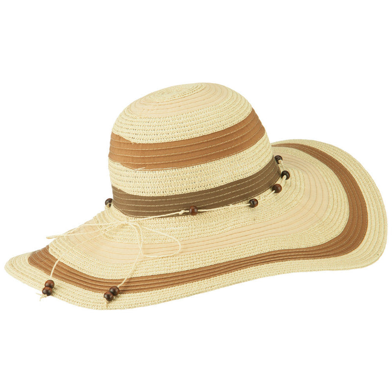 Striped Beads Paper Braid Hat