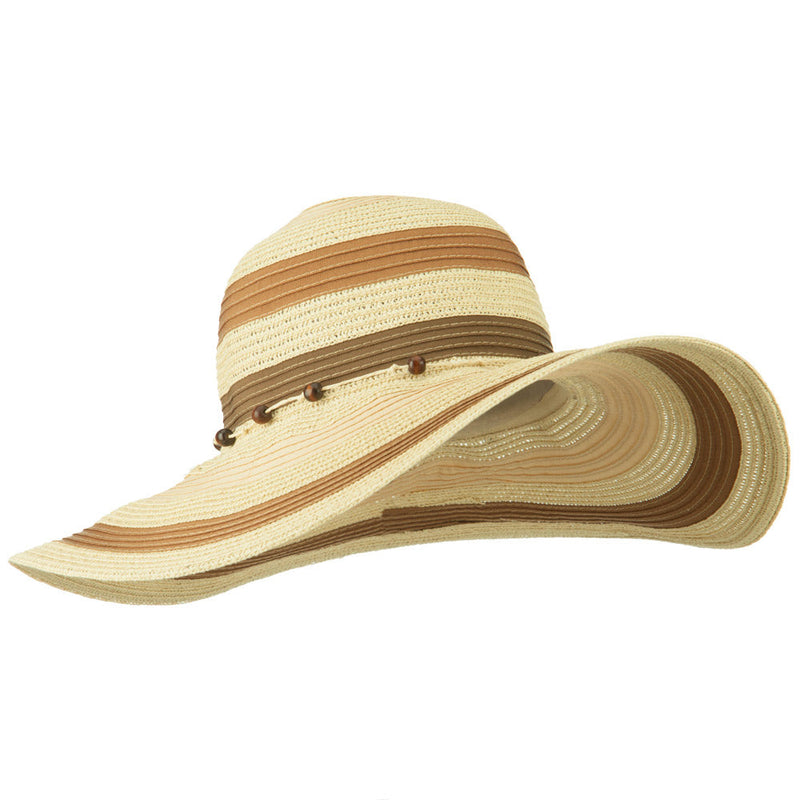 Striped Beads Paper Braid Hat