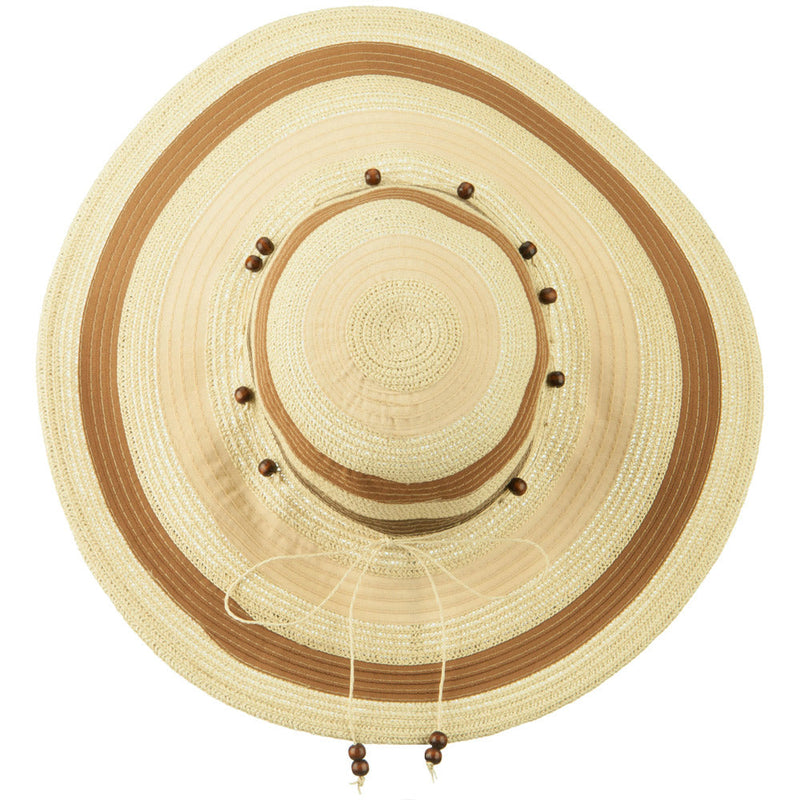 Striped Beads Paper Braid Hat