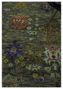 Ready 9x12 Traditional Moss Green and Silver Hand knotted Oushak Wool Area Rug by The Rug Decor