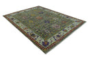 Ready 9x12 Traditional Moss Green and Silver Hand knotted Oushak Wool Area Rug by The Rug Decor