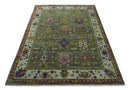Ready 9x12 Traditional Moss Green and Silver Hand knotted Oushak Wool Area Rug by The Rug Decor