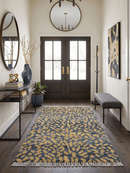 Ready to ship 3x5 Modern leopard print Charcoal And Gold Wool Rug by The Rug Decor