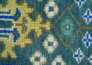 Ready to Ship 4x6 Hand Knotted Green and Blue Turkish Design Wool Rug by The Rug Decor