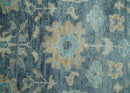 Ready to Ship 4x6 Teal And Beige Hand Knotted Oushak Wool Rug by The Rug Decor