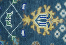 Ready to Ship 5x8 Hand Knotted Green and Blue Turkish Design Wool Rug by The Rug Decor