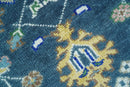 Ready to Ship 5x8 Hand Knotted Green and Blue Turkish Design Wool Rug by The Rug Decor