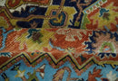 Ready to Ship 8x10 Rust and Blue Traditional Hand Knotted Wool Area Rug by The Rug Decor