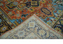 Ready to Ship 8x10 Rust and Blue Traditional Hand Knotted Wool Area Rug by The Rug Decor