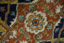 Ready to Ship 8x10 Rust and Blue Traditional Hand Knotted Wool Area Rug by The Rug Decor