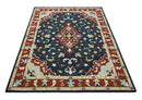 Ready to Ship 8x10 Traditional Charcoal And Maroon Hand Tufted Wool Rug by The Rug Decor