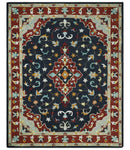 Ready to Ship 8x10 Traditional Charcoal And Maroon Hand Tufted Wool Rug by The Rug Decor