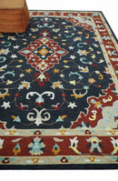 Ready to Ship 8x10 Traditional Charcoal And Maroon Hand Tufted Wool Rug by The Rug Decor