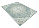 Ready to Ship 8x10 Traditional Ivory And Blue Hand Tufted Wool Rug by The Rug Decor