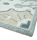 Ready to Ship 8x10 Traditional Ivory And Blue Hand Tufted Wool Rug by The Rug Decor