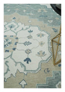 Ready to Ship 8x10 Traditional Ivory And Blue Hand Tufted Wool Rug by The Rug Decor