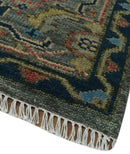 Ready to Ship 8x16 Hand Knotted Oushak Charcoal and Blue Wool Area Rug by The Rug Decor