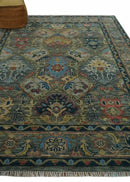 Ready to Ship 8x16 Hand Knotted Oushak Charcoal and Blue Wool Area Rug by The Rug Decor