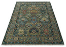 Ready to Ship 8x16 Hand Knotted Oushak Charcoal and Blue Wool Area Rug by The Rug Decor