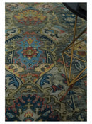 Ready to Ship 8x16 Hand Knotted Oushak Charcoal and Blue Wool Area Rug by The Rug Decor