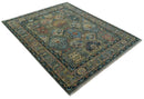 Ready to Ship 8x16 Hand Knotted Oushak Charcoal and Blue Wool Area Rug by The Rug Decor