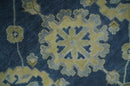 Ready to Ship 9x12 Hand Knotted Blue and Beige Traditional Oushak Wool Rug by The Rug Decor
