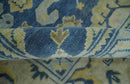 Ready to Ship 9x12 Hand Knotted Blue and Beige Traditional Oushak Wool Rug by The Rug Decor