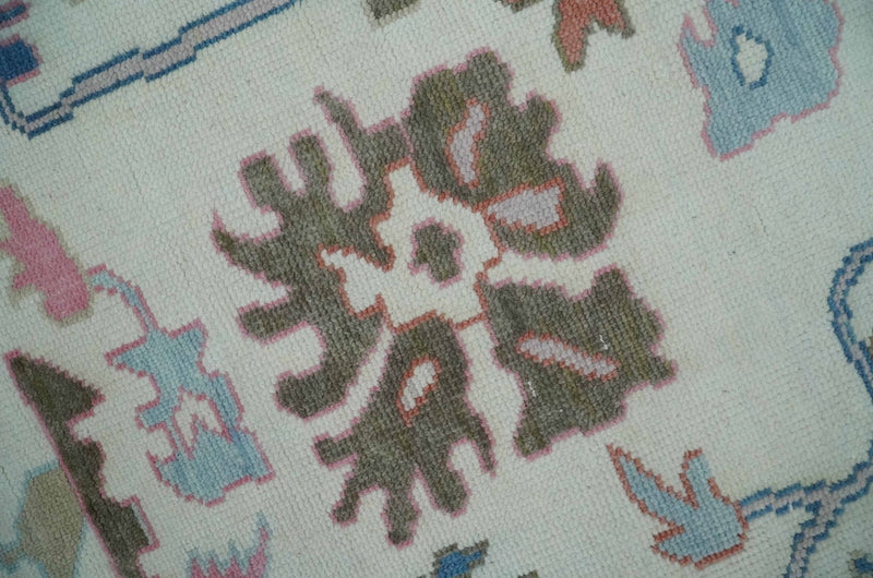 Ready to Ship 9x12 Ivory and Camel Hand Knotted Vibrant Colorful Traditional Oushak Wool Area Rug