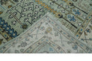 Moss Green Ivory Wool Area Rug - Hand Knotted Turkish Style