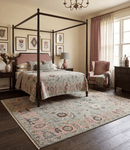 Ready to Ship Aqua and Pink Traditional Oushak Wool Area Rug