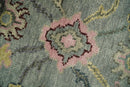 Ready to Ship Aqua and Pink Traditional Oushak Wool Area Rug by The Rug Decor