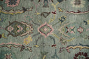 Ready to Ship Aqua and Pink Traditional Oushak Wool Area Rug