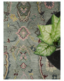 Ready to Ship Aqua and Pink Traditional Oushak Wool Area Rug by The Rug Decor