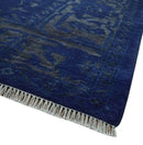 Ready to Ship Blue and Gray Hand knotted Oushak 8x10 and 9x12 wool Area Rug by The Rug Decor