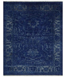 Ready to Ship Blue and Gray Hand knotted Oushak 8x10 and 9x12 wool Area Rug by The Rug Decor