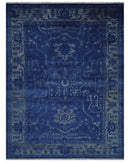 Ready to Ship Blue and Gray Hand knotted Oushak 8x10 and 9x12 wool Area Rug by The Rug Decor