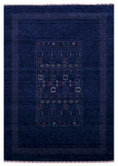 Blue Center Pattern Hand Loomed Wool Area Rug