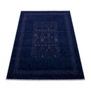 Blue Center Pattern Hand Loomed Wool Area Rug