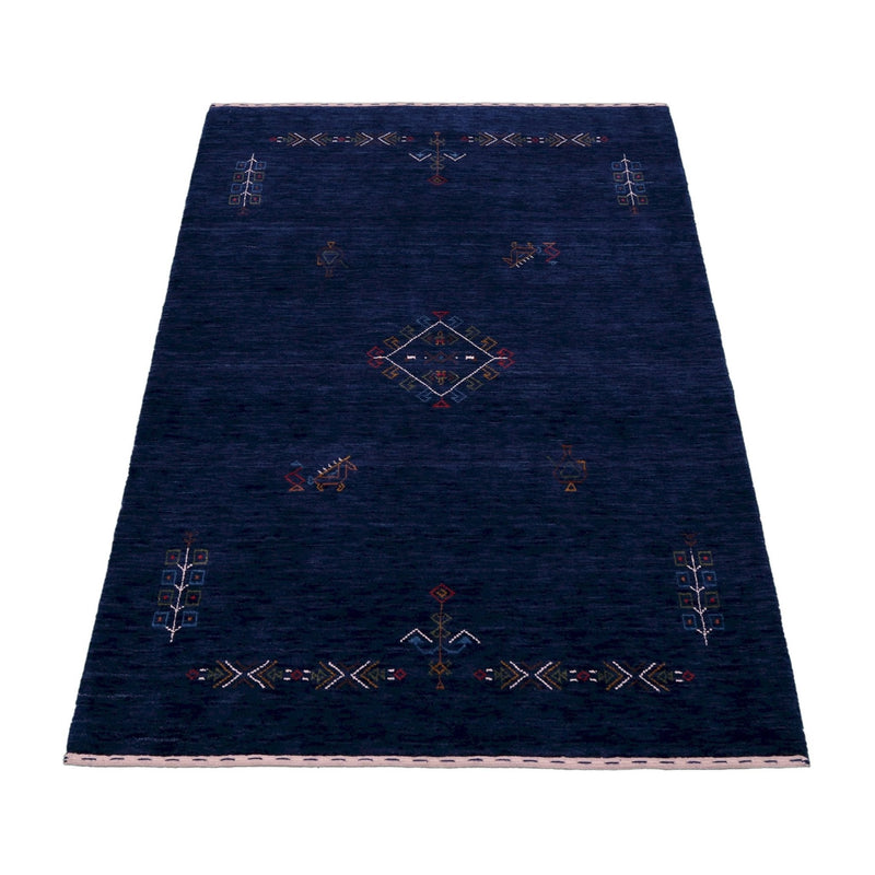 Blue Tribal Center Medallion Hand Loomed Wool Area Rug