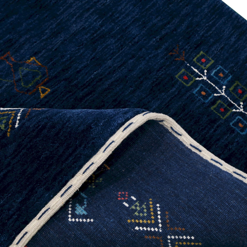 Blue Tribal Center Medallion Hand Loomed Wool Area Rug