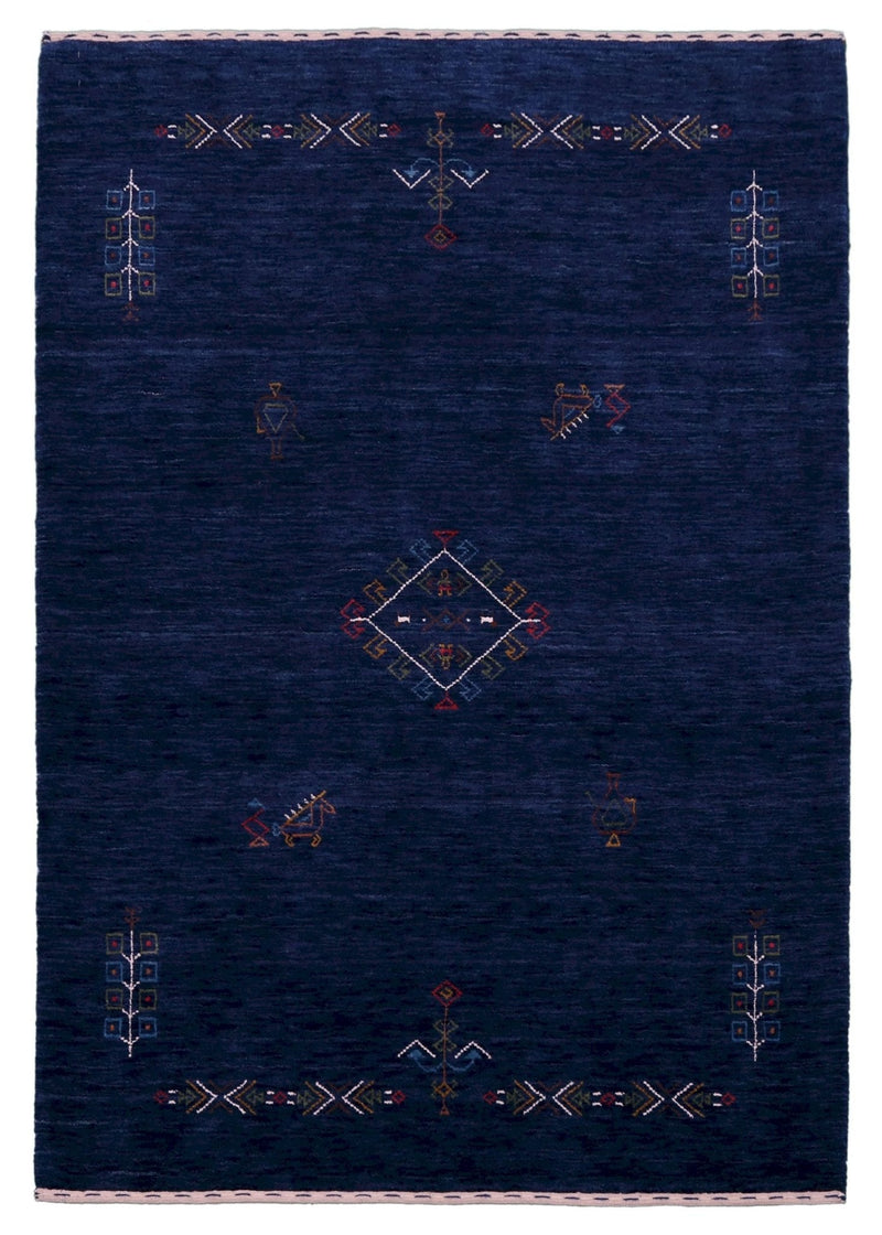 Blue Tribal Center Medallion Hand Loomed Wool Area Rug