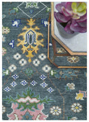 Ready to ship Charcoal, Green And Blue 5x7 Wool Rug