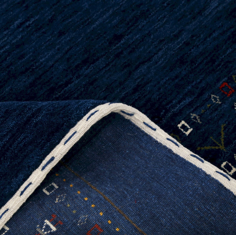 Contemporary Blue Design Hand Loomed Wool Area Rug