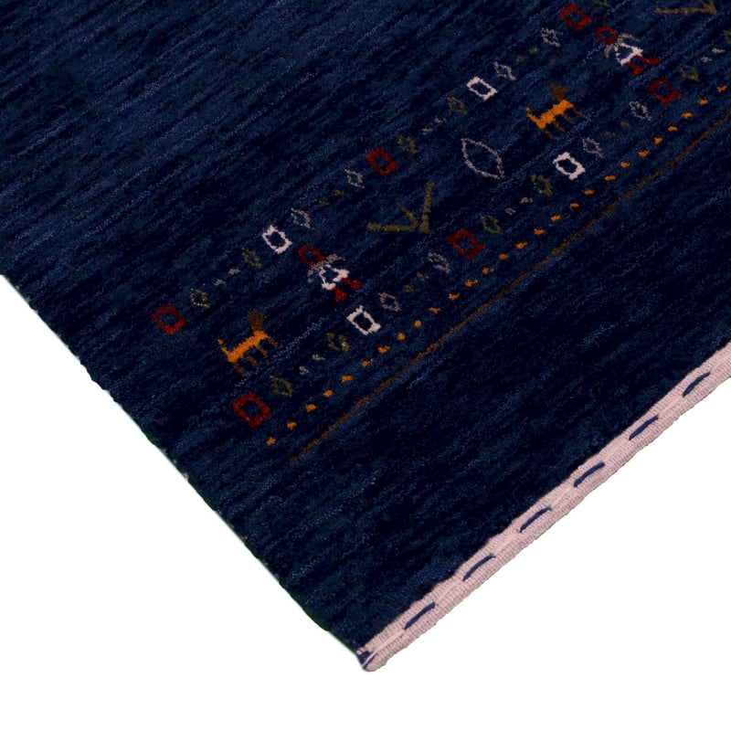 Contemporary Blue Design Hand Loomed Wool Area Rug