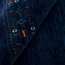 Blue Contemporary Hand Loomed Wool Area Rug with Red and Yellow Accents by The Rug Decor